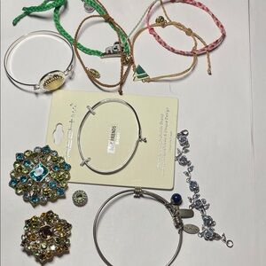 Silver and Green Bracelet Set